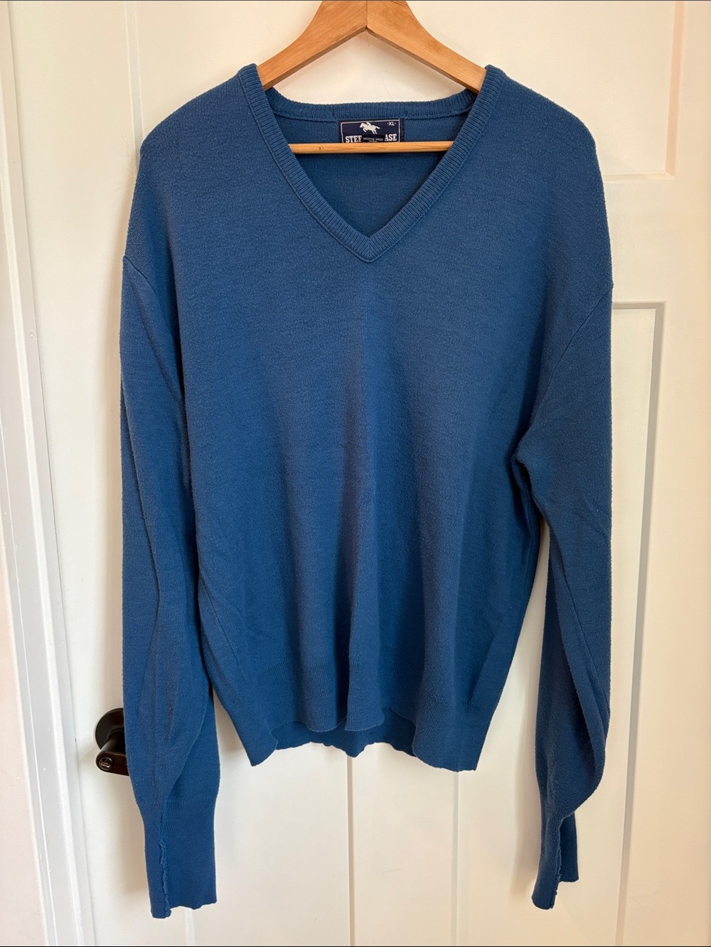 Men's V-Neck Sweater in Slate Blue by Sted & Co.